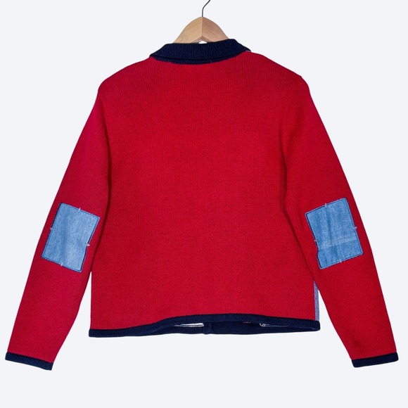 VTG Patchwork‎ Christmas Cardigan Sweater Womens M Snow Star Buttons Karen Scott - Picture 3 of 7